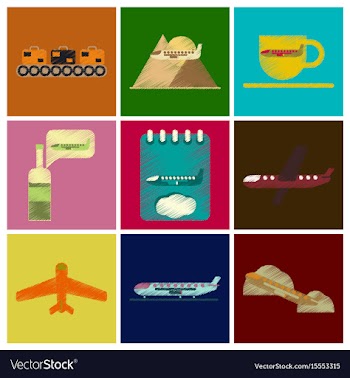 Set of flat icons in shading style planes vector image