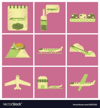 Set of flat icons in shading style planes vector image
