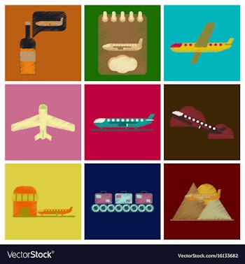 Set of flat icons in shading style planes vector image
