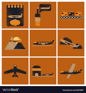 Set of flat icons in shading style planes vector image