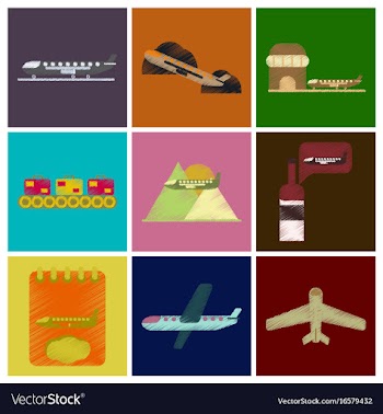 Set of flat icons in shading style planes vector image