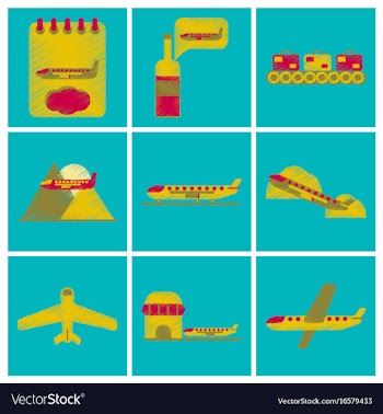 Set of flat icons in shading style planes vector image