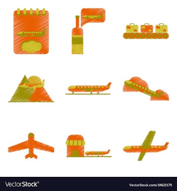 Set of flat icons in shading style planes vector image