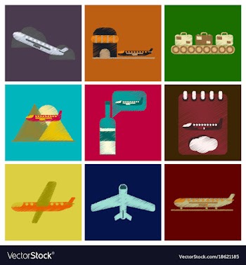 Set of flat icons in shading style planes vector image