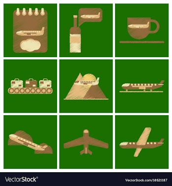 Set of flat icons in shading style planes vector image