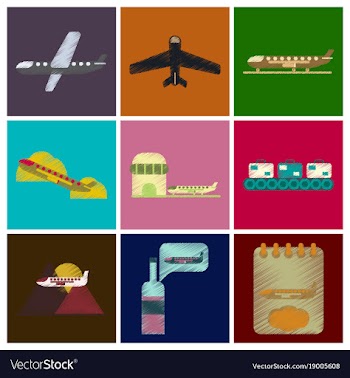 Set of flat icons in shading style planes vector image