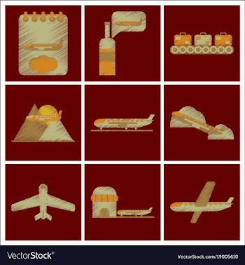 Set of flat icons in shading style planes vector image