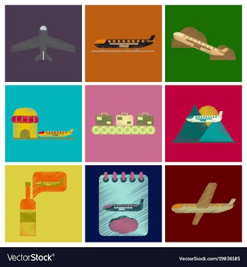 Set of flat icons in shading style planes vector image