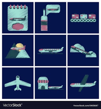 Set of flat icons in shading style planes vector image