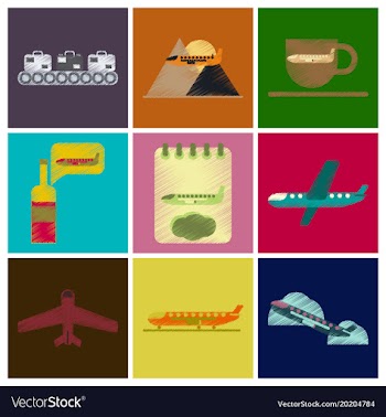 Set of flat icons in shading style planes vector image
