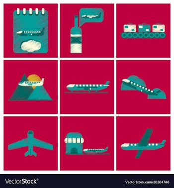 Set of flat icons in shading style planes vector image