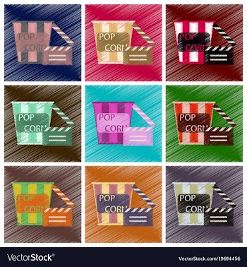 Set of flat icons in shading style popcorn cinema vector image
