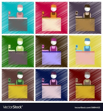 Set of flat icons in shading style seller of vector image