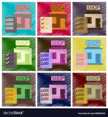 Set of flat icons in shading style shop form vector image