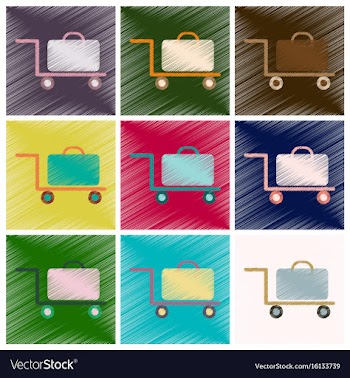 Set of flat icons in shading style suitcase on vector image