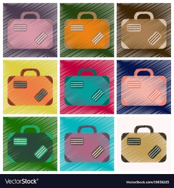 Set of flat icons in shading style suitcase vector image