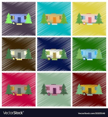 Set of flat icons in shading style trailer in vector image