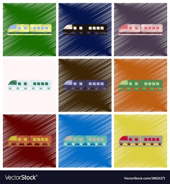 Set of flat icons in shading style train vector image