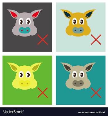 Set of flat icons of pig in graphic style hand vector image
