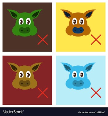 Set of flat icons of pig in graphic style hand vector image