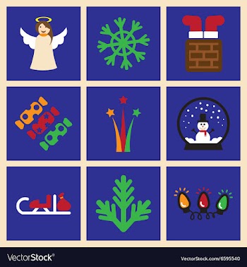Set of flat icons on blue background Christmas vector image
