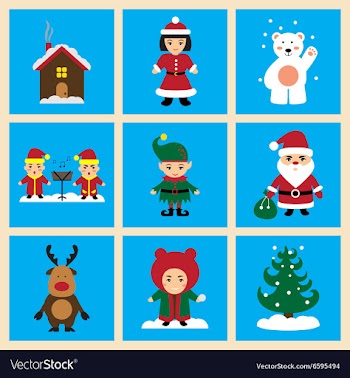 Set of flat icons on blue background new Year vector image