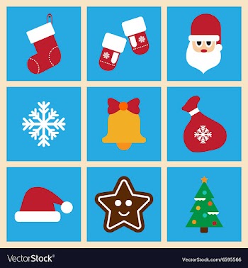 Set of flat icons on stylish background Christmas vector image