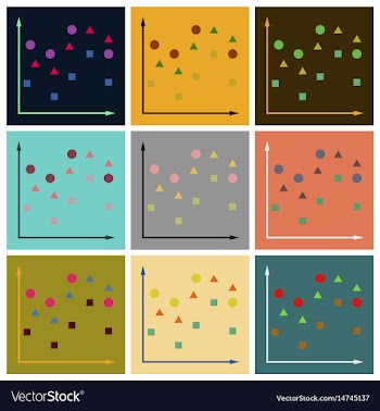 Set of flat icons on stylish background geometric vector image