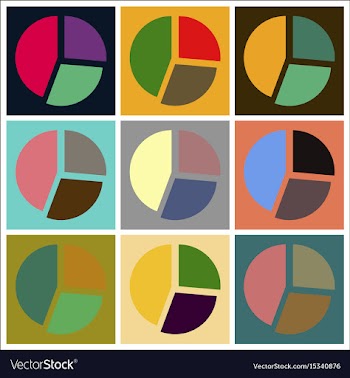 Set of flat icons on stylish background pie chart vector image