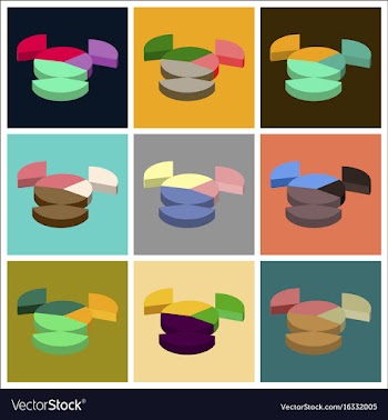 Set of flat icons on stylish background pie chart vector image