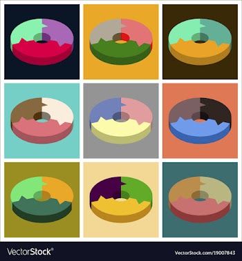 Set of flat icons on stylish background pie chart vector image