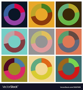Set of flat icons on stylish background pie chart vector image