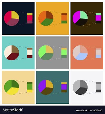 Set of flat icons on stylish background pie chart vector image