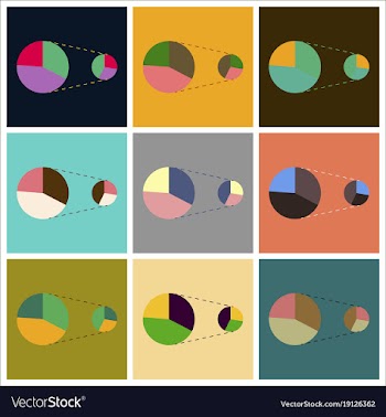 Set of flat icons on stylish background pie chart vector image