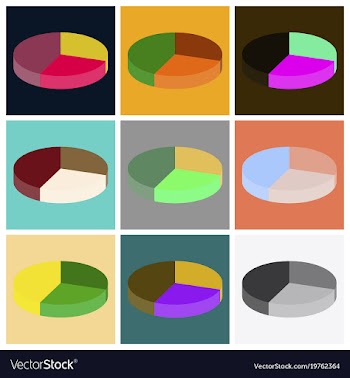 Set of flat icons on stylish background pie chart vector image