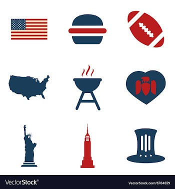 Set of flat icons on white background American vector image