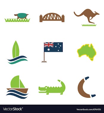 Set of flat icons on white background Australian vector image