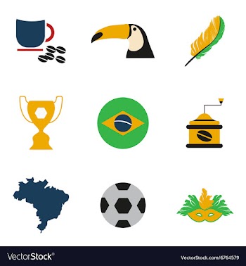 Set of flat icons on white background Brazil vector image