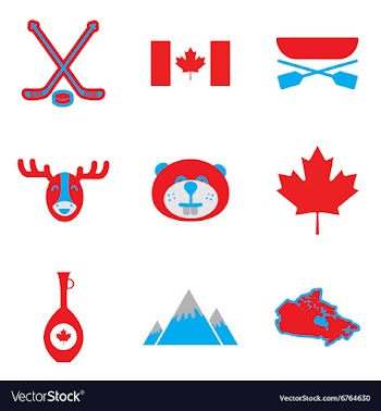 Set of flat icons on white background Canada vector image