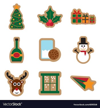 Set of flat icons on white background Christmas vector image