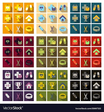 Set of flat icons veterinary science vector image