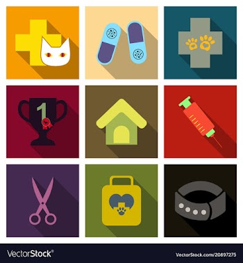 Set of flat icons veterinary science vector image