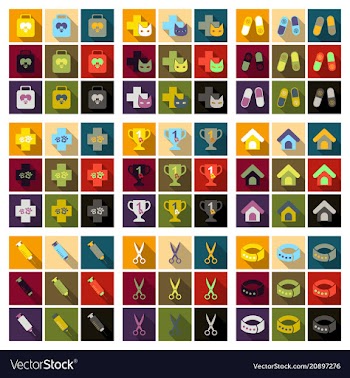 Set of flat icons veterinary science vector image
