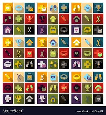 Set of flat icons veterinary science vector image