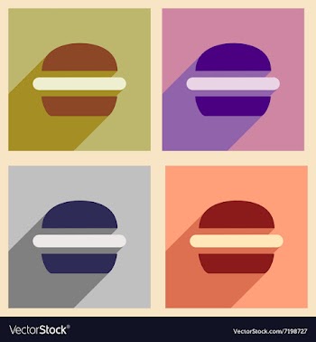 Set of flat icons with long shadow American burger vector image