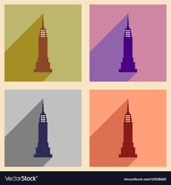 Set of flat icons with long shadow American vector image