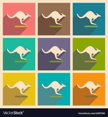 Set of flat icons with long shadow Australian vector image