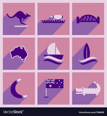 Set of flat icons with long shadow Australian vector image