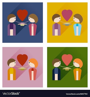 Set of flat icons with long shadow boy and girl vector image