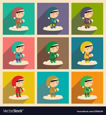 Set of flat icons with long shadow boy playing vector image